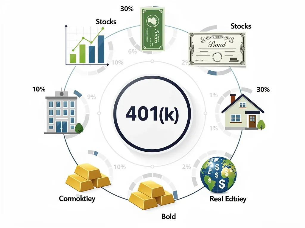 Cartera de inversión diversificada para optimizar los beneficios del plan 401(k).