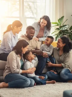 Familias diversas disfrutando de tiempo de calidad, simbolizando la importancia de la licencia familiar remunerada.