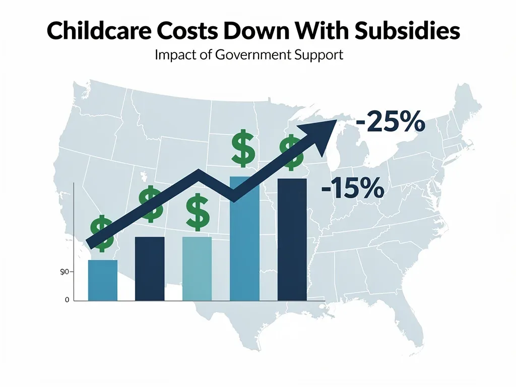 Gráfico que ilustra la reducción del 25% en los costos de cuidado infantil gracias a los subsidios de 2026.