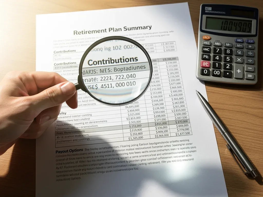 Detalle de mano analizando documentos financieros para jubilación