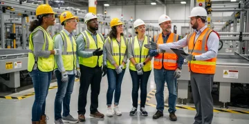 Trabajadores en Estados Unidos discutiendo el salario mínimo federal y sus beneficios laborales para 2026.